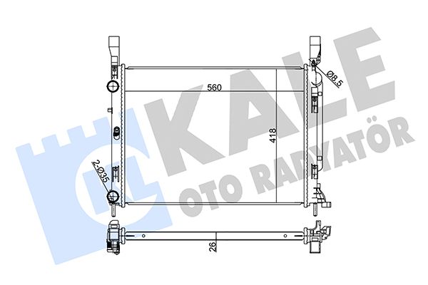 SU RADYATÖRÜ (BRAZING)(MT/AT) M.BENZ CITAN (415) 108/111CDI 12=> - RENAULT KANGOO 1.5DCI 1.6 16V 08=> [560X418X26]