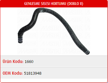 GENLEŞME ŞİŞESİ HORTUMU FIAT DOBLO III 1.6-2.0 MJTD 09-