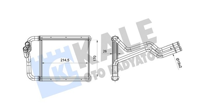 KALORİFER RADYATÖRÜ KIA SORENTO II 2.0/2.2CRDI 2.4CVVT 09<15 BORULU [BRAZING AL/AL] [214.5X170X26]