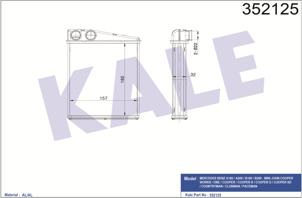 KALORİFER RADYATÖRÜ (BRAZING) M.BENZ A180 / A200 / B180 / B200 W169 04