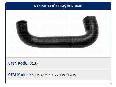 RADYATÖR GİRİŞ HORTUMU RENAULT R12