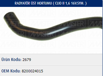 RADYATÖR ÜST HORTUMU RENAULT CLIO II SYMBOL 1.4-1.6 16V