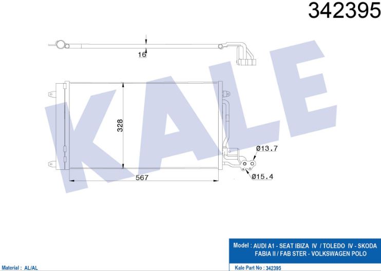 KLİMA RADYATÖRÜ (BRAZING)(KURUTUCULU) SEAT IBIZA V / POLO (09+)