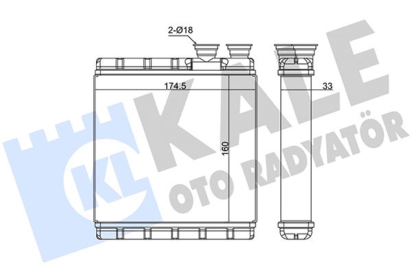 KALORİFER RADYATÖRÜ VW POLO / T-CROSS  - SEAT ARONA / IBIZA V 1.0/1.5TSI 1.6TDI 17=> - AUDI 25-30-35-40 TFSI 18=> BORUSUZ <SAĞDAN DİREKSİYONLU ARAÇLAR İÇİN> [BRAZING AL/AL] [160X174,5X33]