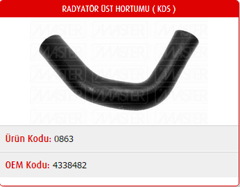 RADYATÖR ÜST HORTUMU FIAT DOĞAN / ŞAHİN / KARTAL