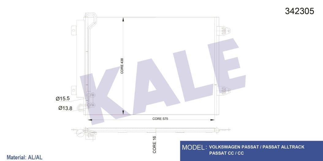 KLİMA RADYATÖRÜ (BRAZING)(AT/MT)(KURUTUCULU) VW PASSAT /CC VII 1.4-1.8