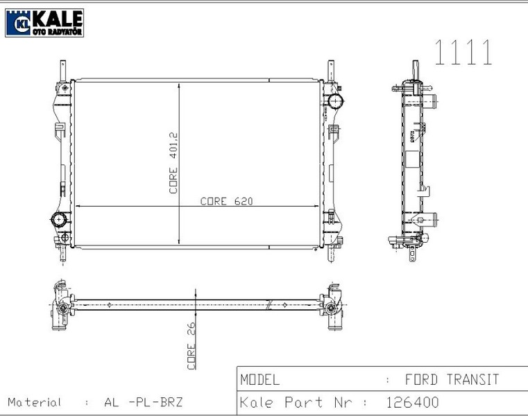 SU RADYATÖRÜ (BRAZING)(MT) FORD TRANSİT TURBO V184 2001-(1 SIRA ALB)