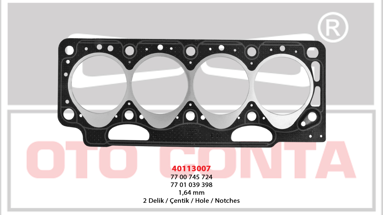 SİLİNDİR KAPAK CONTASI (1.65MM)(2 DELİK) RENAULT R19 1.9D / CLİO 1.9D / MEGANE 1.9D