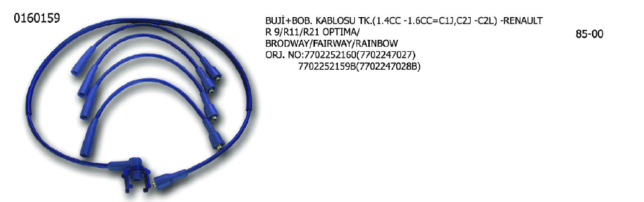 BUJİ+BOBİN KABLOSU RENAULT R9 / R11 / R21