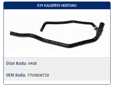 KALORİFER HORTUMU RENAULT R9 1.4 ENJ / R19 1.4 ENJ