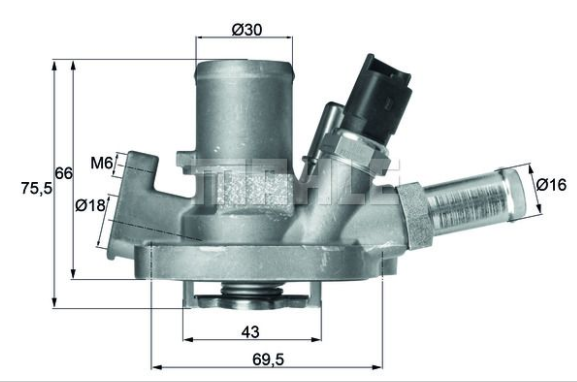 TERMOSTAT (80°C) FIAT 500X 1.4 14- / BRAVO II 10-14 / EGEA 16- / PUNTO 09-12 / LANCIA DELTA III 08-14 / JEEP COMPASS 17- / RENEGADE SUV 14- / ALFA ROMEO MITO 09-