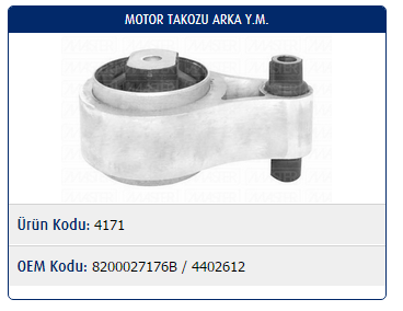 MOTOR TAKOZU (ARKA) RENAULT MASTER II / OPEL MOVANO