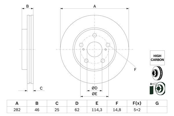 FREN DİSKİ (ÖN)(282MM) TOYOTA COROLLA Hatchback 1.2 19- / YARIS CROSS 1.5 20-