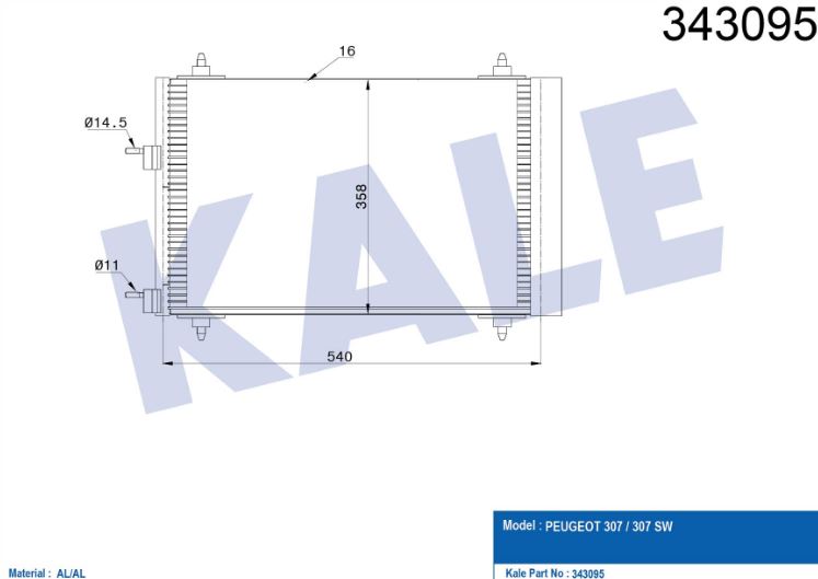 KLİMA RADYATÖRÜ (BRAZING)(KURUTUCULU) PEUGEOT 307 1.4I / 1.6HDI