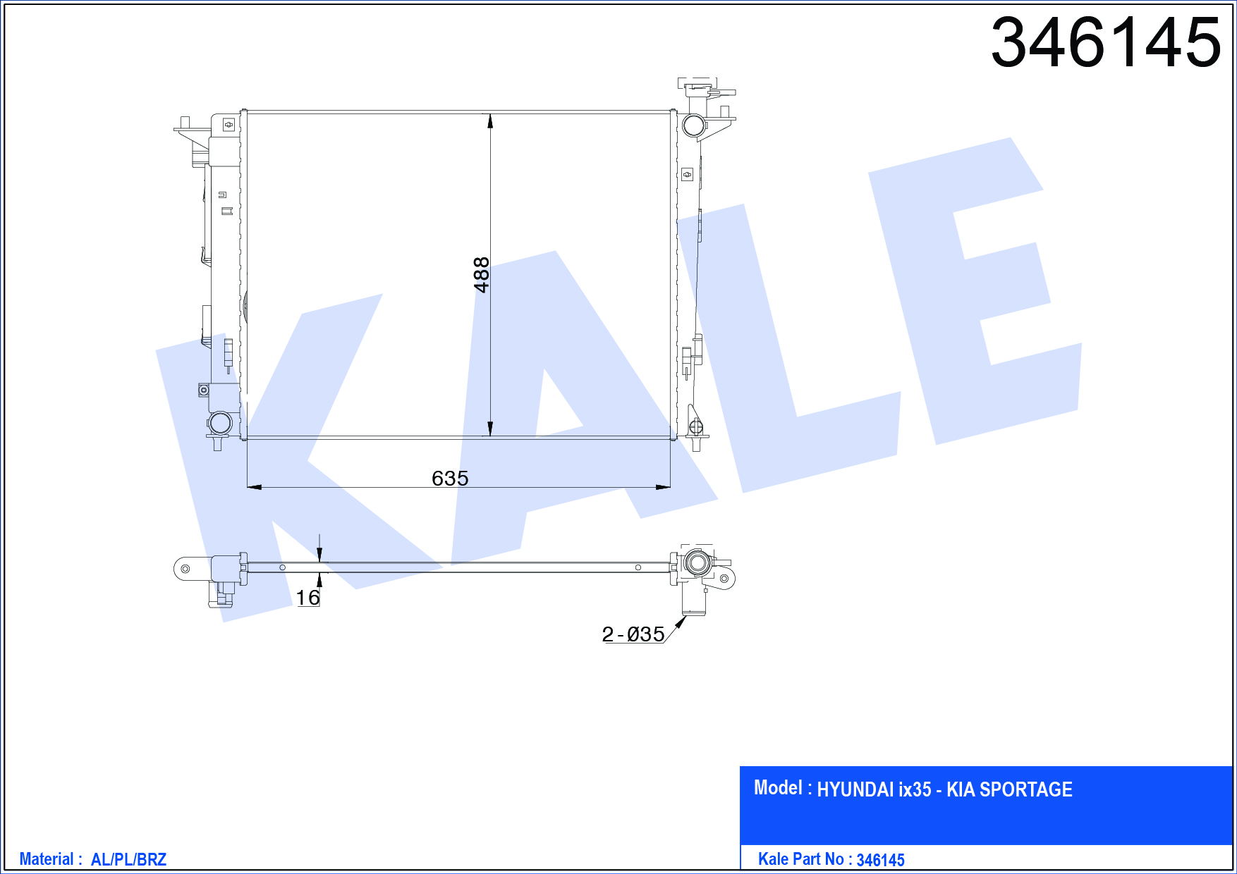 SU RADYATÖRÜ (BRAZING)(MT) HYUNDAI ix35 - SPORTAGE 1.6I-2.0I (10+)