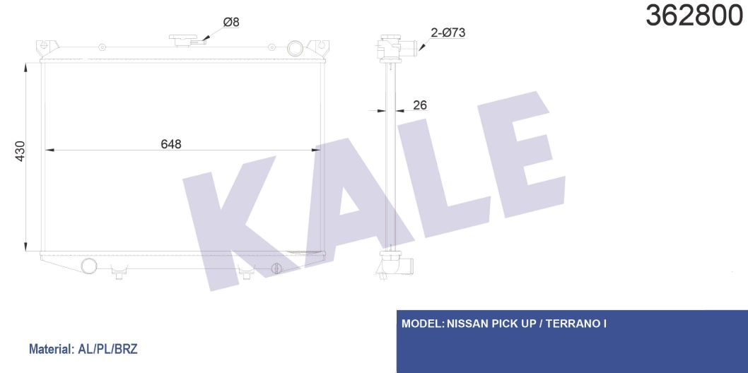 SU RADYATÖRÜ (BRAZING)(MT) NISSAN PICK UP (D21) TERRANO I