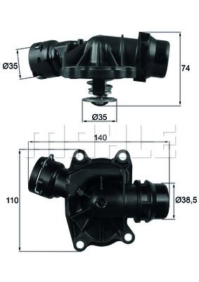 TERMOSTAT (88°C) OPEL OMEGA B 01-03 / BMW 3 E46 00-03 / 5 E39 98-00 / 7 E38 98-00 / X5 E53 01-03