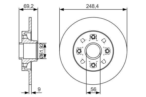 FREN DİSKİ (ARKA) PEUGEOT 2008 / 207 / 208 / 307 / CITROEN C3 / C4 / DS3