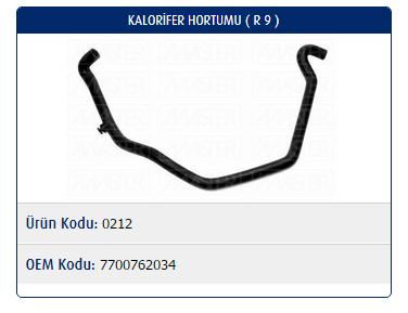 KALORİFER HORTUMU RENAULT R9 1.4-1.6 KRB.