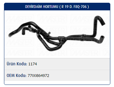 DEVİRDAİM HORTUMU RENAULT R19 1.9D