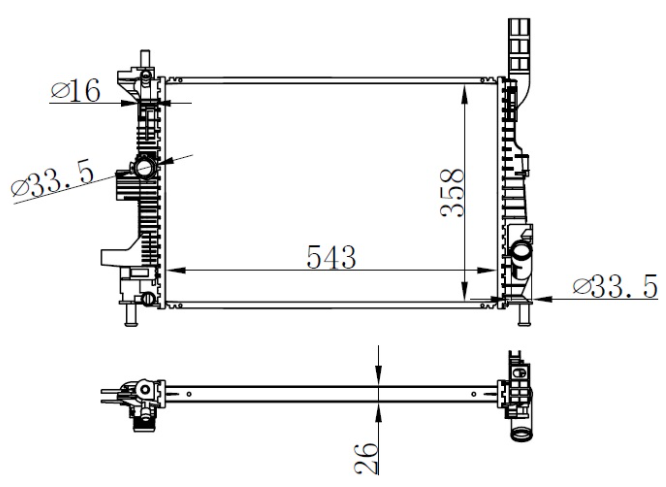 SU RADYATÖRÜ (BRAZING)(BFR194) FORD FOCUS III 1.0 ECOBOOST 2011 (543X362X26)