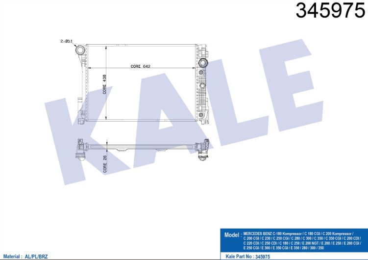 SU RADYATÖRÜ (BRAZING)(AT) M.BENZ C-CLASS / C-CLASS T-Model / E-CLAS