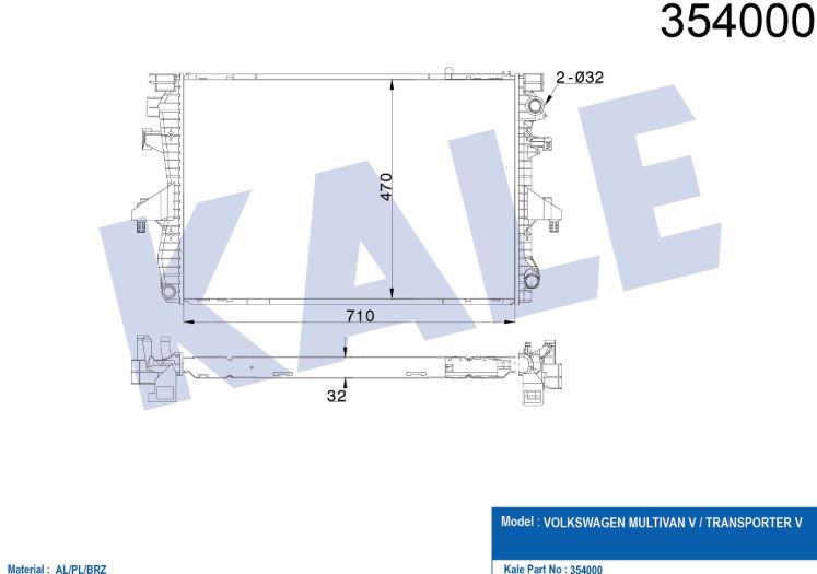 SU RADYATÖRÜ (BRAZING)(AT/MT) VW MULTIVAN V-TRANSPORTER V 2.5 TDI