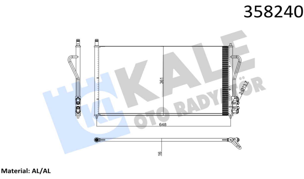 KLİMA RADYATÖRÜ (BRAZING)(KURUTUCUSUZ)(E.N:378500) FORD FOCUS 1.4/1.6/2.0 16V 1.8TDCI 98-05