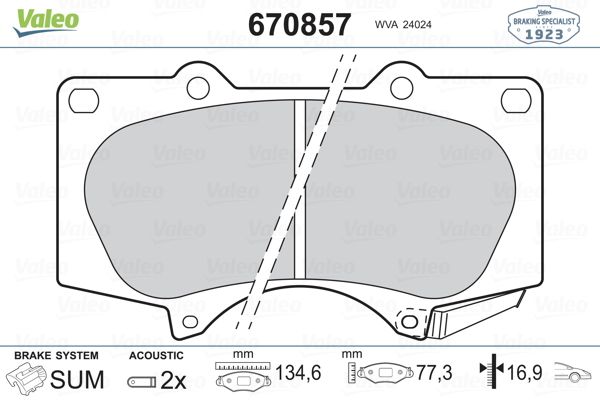 DİSK BALATA (ÖN) TOYOTA HILUX VII PICK-UP 2.5D 4WD-2.5 D-4D 4WD-2.4 4WD-2.8D 4WD 15-