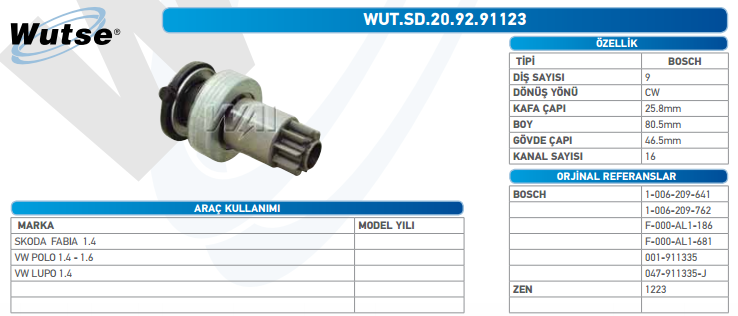 MARŞ DİŞLİSİ 9T SKODA FABIA/VW POLO 1.4-1.6