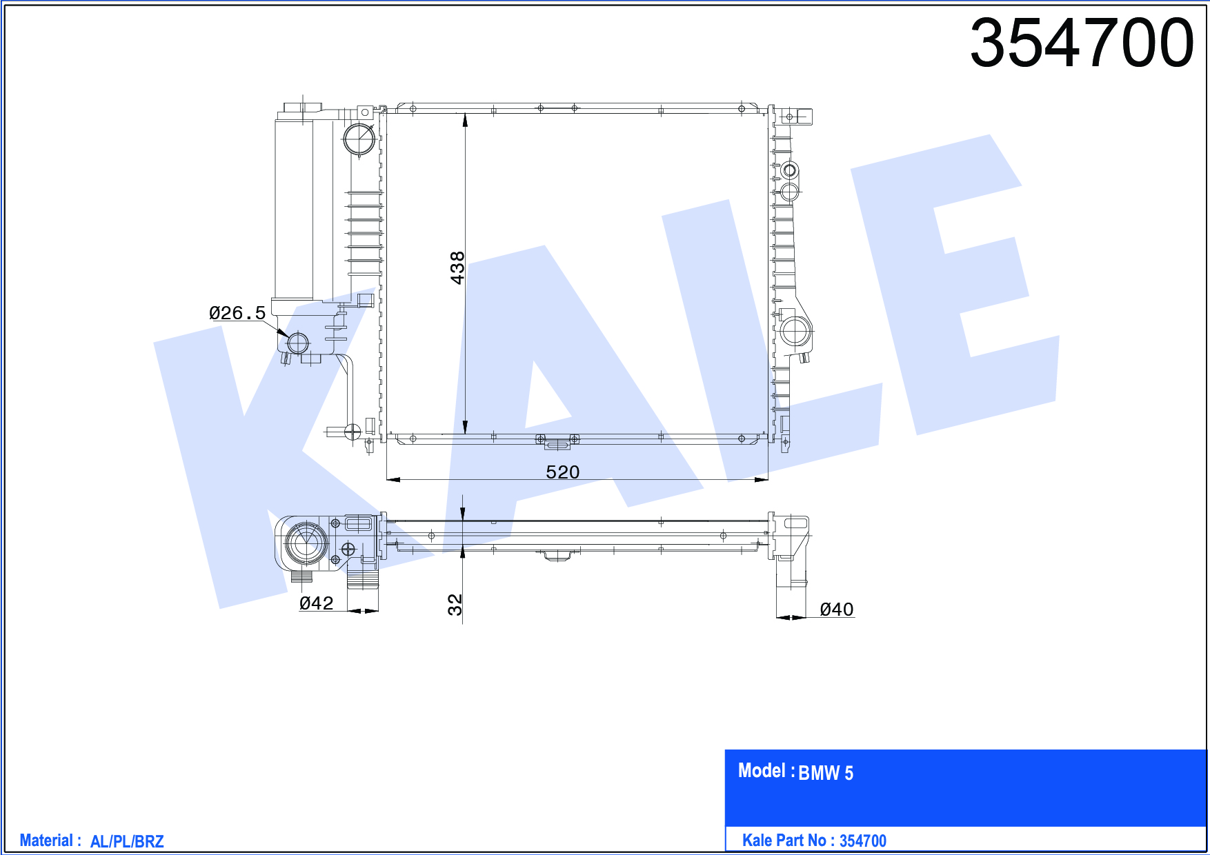 SU RADYATÖRÜ (BRAZING)(MT) BMW 5 (E39) 520I-523I-528 (95-00)