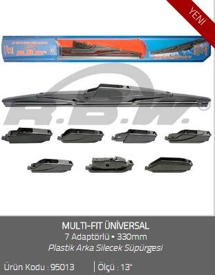 ARKA SİLECEK SÜPÜRGESİ (PLASTİK)(MULTI-FIT) 330mm (13")(7 APARATLI)(ÜNİVERSAL)