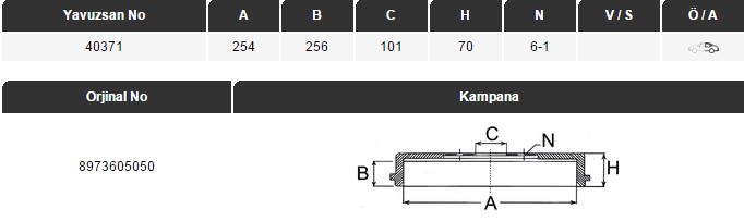 FREN DİSKİ (ARKA)(254MM) ISUZU D-MAX 2WD 2.5 TD