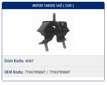 MOTOR TAKOZU (SAĞ) RENAULT CLIO