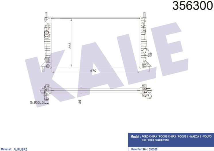 SU RADYATÖRÜ (BRAZING)(AT/MT) FORD FOCUS C-MAX 1,6 TDCİ 06-