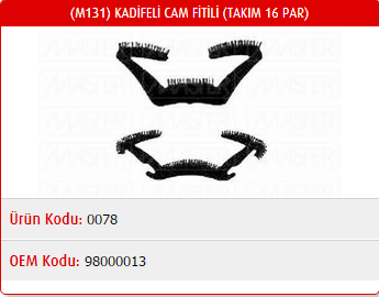 KADİFELİ CAM FİTİLİ FIAT TOFAŞ M131