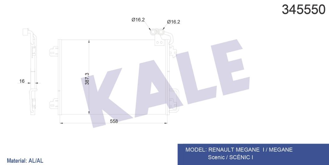 KLİMA RADYATÖRÜ (BRAZING)(KURUTUCUSUZ) RENAULT MEGANE I-SCENIC I 1.4/1.6