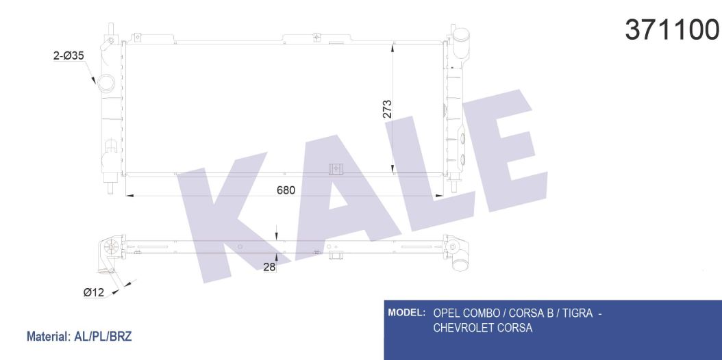 SU RADYATÖRÜ (BRAZING)(MT) OPEL COMBO-CORSA-CORSA B-TIGRA