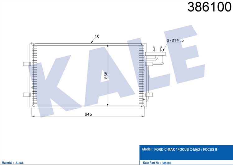 KLİMA RADYATÖRÜ (BRAZING)(KURUTUCUSUZ) FORD FOCUS/CMAX 1.6TDCI (03-10)