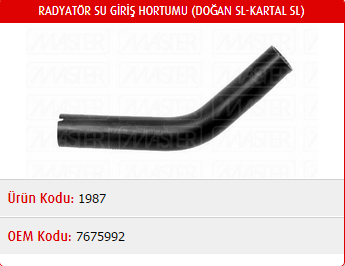 RADYATÖR ÜST HORTUMU FIAT DOĞAN / ŞAHİN / KARTAL