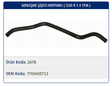 GENLEŞME ŞİŞESİ HORTUMU RENAULT CLIO SYMBOL II 1.4 8V