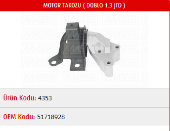 MOTOR TAKOZU FIAT DOBLO 1.2-1.3 MJTD