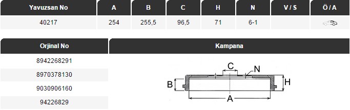 FREN DİSKİ (ARKA)(254MM) ISUZU AMİGO-GARGO-TFR-TFS 88-02