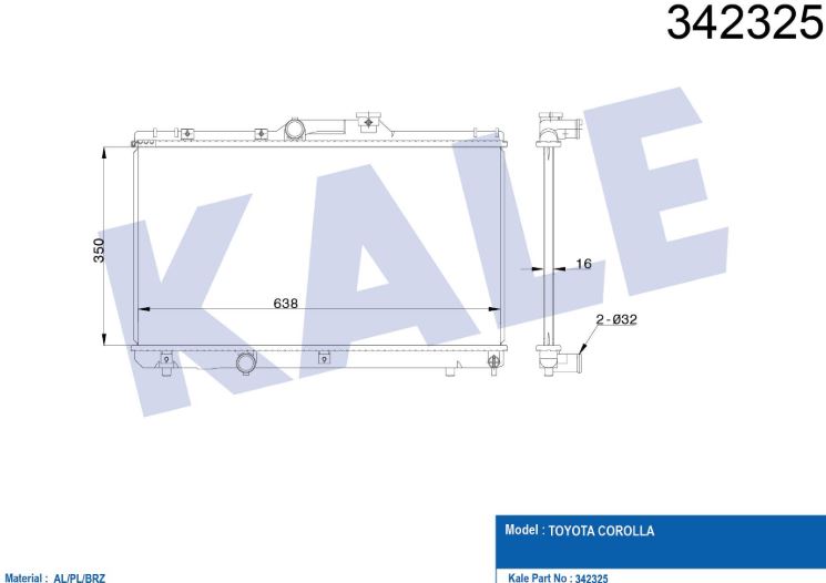 SU RADYATÖRÜ (BRAZING)(MT) TOYOTA COROLLA 1.3 12V-1.3 XLİ-1.6 Sİ