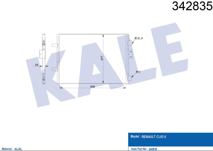 KLİMA RADYATÖRÜ (BRAZING)(KURUTUCUSUZ) RENAULT CLIO II 1.5 DCI (01-08)