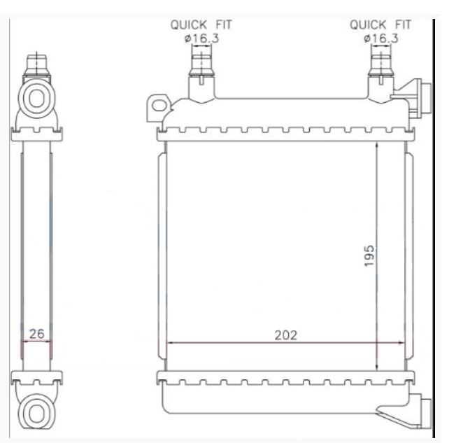 SU RADYATÖRÜ (BRAZING)(BBM915) BMW 2 / 3 / 4 SERİES 2014- (195X202X26)