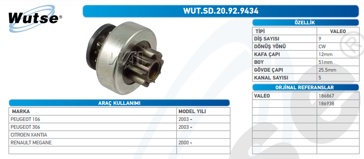 MARŞ DİŞLİSİ (VALEO TİPİ) 8T PEU106-306 03-CI XANTIA -REN