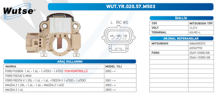 KONJEKTÖR 12V (MITSUBISHI TİPİ) FUSION 1.4 02-/FOCS