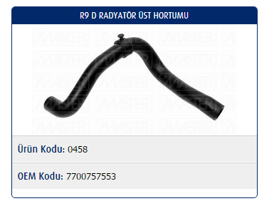 RADYATÖR ÜST HORTUMU RENAULT R9 1.6D