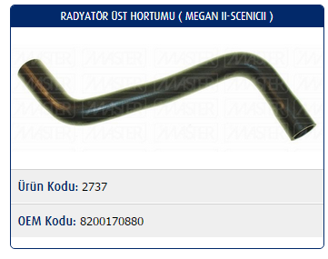 RADYATÖR ÜST HORTUMU RENAULT MEGANE II 1.5 DCI / SCENICII 1.5 DCI